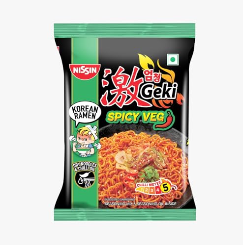 Image of Nissin Geki Korean Ramen Spicy Veg Instant Noodles, 80gm