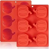 Silicone Pumpkin Molds, 2 Pack Pumpkin-shaped Ice Cube Mold Ice Tray for Halloween Fall Cocktail, Silicone Mould for Chocolate, Muffin, Mini Cake Baking