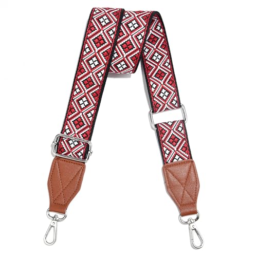 Image of Purse Strap,1.5 inch Leather End Shoulder Strap Adjustable Replacement,Retro Multi-Pattern Crossbody Bag Straps