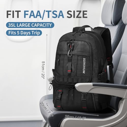 Travel Backpack, 35L Large Laptop Backpack, Carry on Backpack Airline Approved Water Resistant Fits 17-inch Laptops for Business, Black2