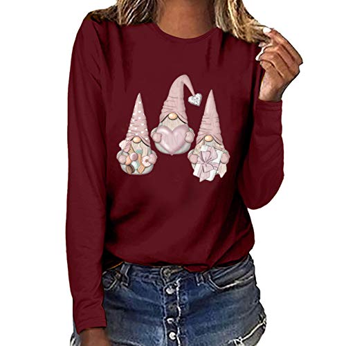 NBDSHOPQP Womens Long Sleeve V-Neck Button Causal Tops Blouse T Shirt Womens Clothing Trendy Christmas Shirt Halloween t Shirts for Women(A2-Red,XXL)