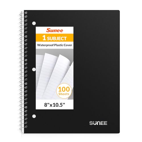 SUNEE Spiral Notebook, 1-Subject, Wide Ruled...