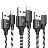 Cable Cargador iPhone, [3Pack 2M] Cable Lightning Carga Rápida Trenzado de Nylon Compatible con iPhone 11 Pro XS MAX XR X 8 Plus 7 Plus 6S 6 Plus 5 5S 5C SE, iPad-Negro