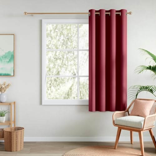 Image of Rivermoor 5 Feet Blackout Curtains Set of 1 | Solid Window Curtain for Living Room & Bedroom | Maroon | 80% Room Darkening | 250 GSM | Acrylic Eyelet | 114 x 152 cm