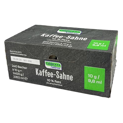 Cuisine Noblesse - Professional Kaffeesahne Portionspackungen 240 Stück á 10 g Großpackung - Kondensmilch in Gastro-Qualität - Kaffeemilch kleine Portionen (10% Fett Portionsmilch einzeln verpackt)