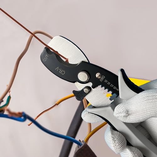 Image of BOOSDEN 8 inch Cable Cutters & Stripper, Awg Wire Cutters, Heavy Duty, Spring Loaded, Non-Slip Plastic Handle, Manganese Steel Blades