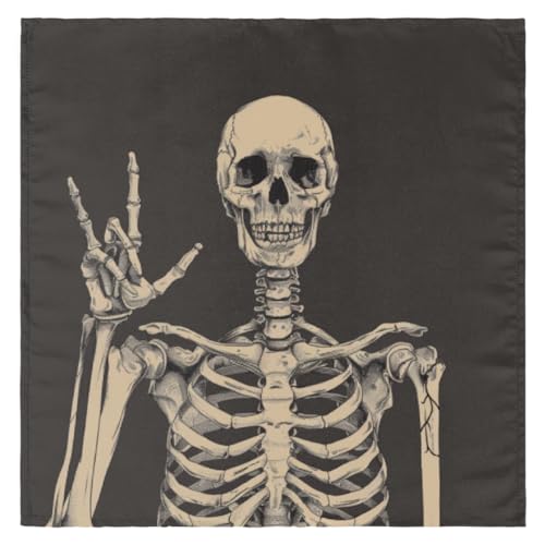 Divertidas servilletas de tela de calavera, diseño de esqueleto humano, lavables, de gran tamaño, suaves, reutilizables, de satén, para fiestas, eventos, bodas, 50 x 50 cm, calidad de hotel