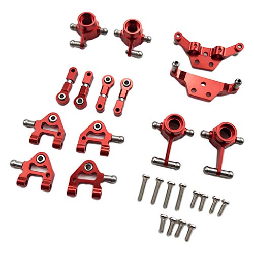 Bonarty 1 Set RC Shock Tower, RC Fronr Rear Steering Knuckle, RC Upper Lower Suspension Arms for Wltoys K969 K979 K989 K999 P929 P939 1/28 RC Car - Red