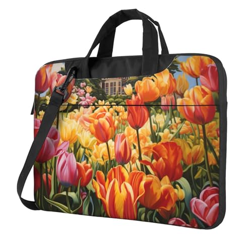 Bolsa para laptop elegante Tulip Garden con amplio espacio para tus viajes de negocios