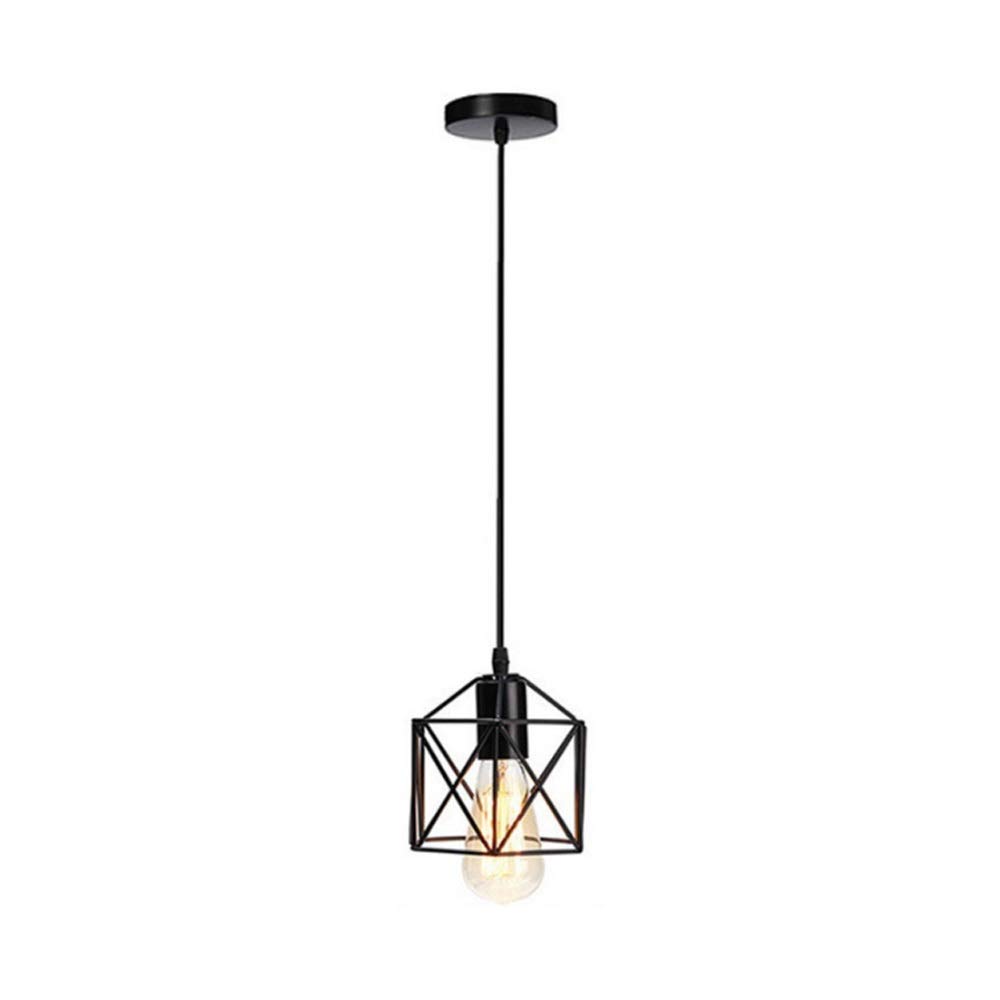 Lámpara de hierro negro colgante con diseño industrial retro y acabado de alta resistencia