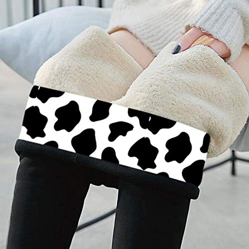 ZASUN 1PC Leggings for Women,Winter Warm Fleece Lined Leggings for Women,Black Cute Print Leggings for Women,Printed Pants for Running Cycling Yoga