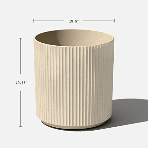 Image of Veradek Round Demi Planter Pots for Indoor /Outdoor Garden Use, Made from Plastic-Concrete Mix with Drainage Holes, Perfect for Small to Large Succulent Plants, Flowers, Modern Interior Plants