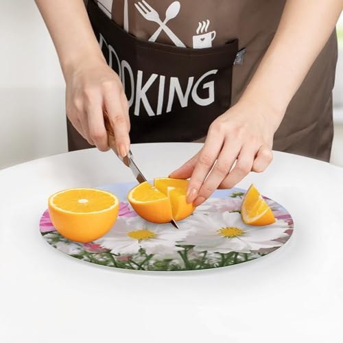 Planche à découper de comptoir en verre durable avec fleurs roses résistante aux rayures - 8