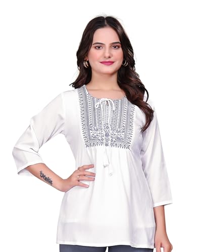 Image of SHANTVAN GALLERY Women's Tunics - Stylish & Comfortable Kurti for Woman with 3 /4 Designer Sleeves | Elegant Indian Short Tunic Top for Ladies | Casual, Festive
