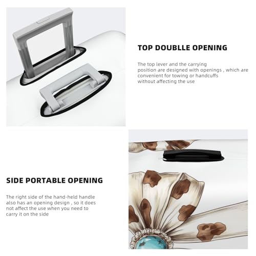 Cow-Print Ribbon Bow Vintage Elastic Travel Luggage Covers Dustproof Scratch-Resistant Suitcase Protector Fit 22-24 Inch3