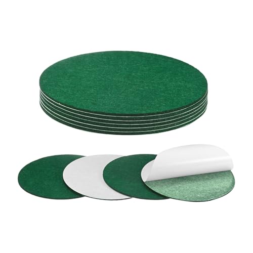 M METERXITY 10-Pack Lamp Base Felt, 5 Inch Dia. 2mm Thick Self Adhesive Round Fabric Felt Pads for Lamp/Furniture/DIY, Non-Slip Fiber Backed Patch Circles with Adhesive Backing [Green]