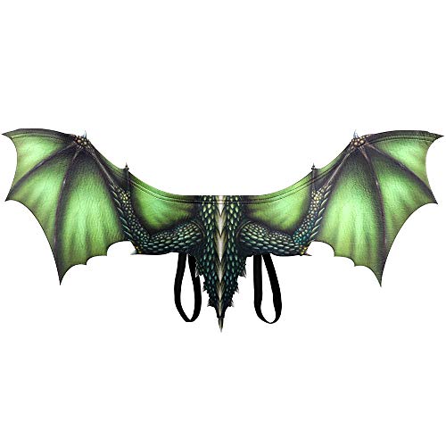 BaronHong Halloween Mardi Gras Dragon Costume Ali Cosplay per Adulti (Verde, M)