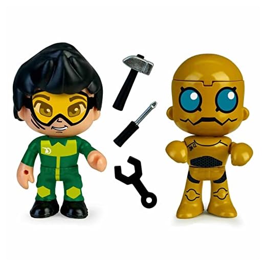 Pinypon Action - Mecánico y Robot, set de 2 Figuras de acción con dos muñecos villanos, para completar sets de juego y jugar solo o con amigos, regalo para niños a partir de 4 años, Famosa (700017034)