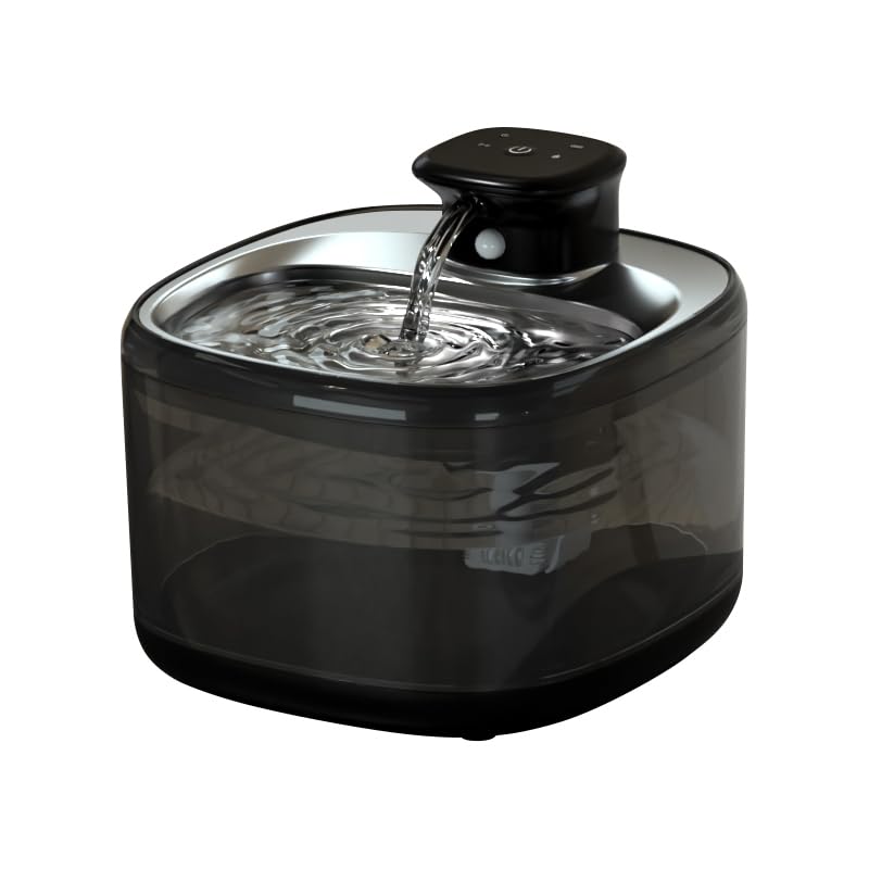 Fontana per gatti senza fili, fontana automatica per gatti, dispenser d'acqua wireless con filtri di ricambio, regali per Natale, gatti, cani, animali domestici multipli (nero)