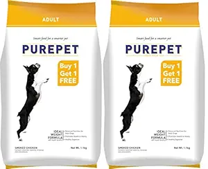 Purepet Smoked Chicken Adult Dry Dog Food, 1.1 kg (Buy 1 Get 1 Free)