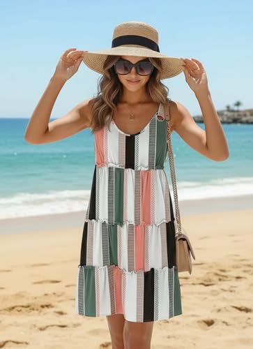 Image of ETCYY Sundresses for Women 2026 Vacation Swimsuit Cover Ups Boho Floral Beach Dress T-Shirts Tank Dresses