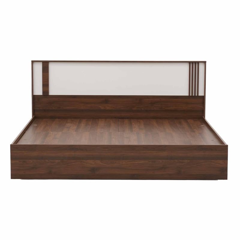 Image of Royaloak Baleno King Bed Without Storage, Engineered Wood Bed Frame with Melamine Finish, Dual Tone Headboard, Modern Design, Durable Base, W 74.40 X D 80.70 X H 35.43 Inches