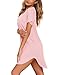 Ekouaer Nightgowns for Women Button Down Night Gowns Short Sleeve Sleep Shirt V Neck Nightshirt Soft Sleepwear Pajams Dress Misty Rose Large