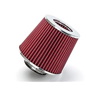 RED 3″ 76 mm Inlet Cold Air Intake Cone Replacement Performance Washable Clamp-On Dry Air Filter