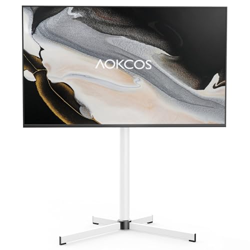 AOKCOS Soporte de TV de altura ajustable, soporte de TV con base metálica en forma de X, soporte de suelo para televisores de 32 a 65 pulgadas, hasta 40 kg, máx. VESA 600 x 400 mm