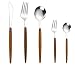 ZNYB Cucchiaini da Uovo Forchette da Frutta Coltelli da Dessert Set di Posate in Finto Legno con Manico in Acciaio Inossidabile, Set di Posate portoghesi Occidentali, Coltello da Bistecca Dorato