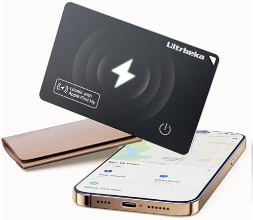 （10:00時点） Ultrbeka スマートトラッカー カード型エアタグ｜極薄1.8mm・ワイヤレス充電式・最大10年使用｜Apple「探す」対応 紛失防止タグ｜財布・パスポート用｜置き忘れ防止｜iOS専用 (1個-黑)