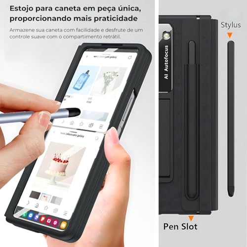 Capa Protetora Premium com S Pen Integrada Compativel com Samsung Galaxy Z Fold 6 | Suporte Lateral