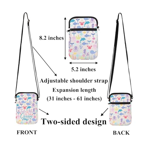 FUSTMW Take Me to The Ocean Crossbody Bag Summer Beach Bag Gifts for Ocean Lovers Cell Phone Purse with Shoulder Strap2