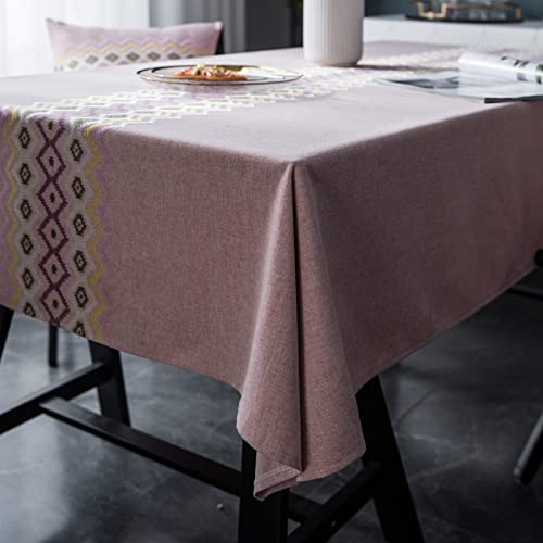 Nappe rectangulaire rose résistante à la chaleur et aux taches de repas de famille