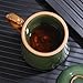 fanquare Handmade Porcelain Tea Cup with Lid and Infuser, Green Crack Glaze Ceramic Coffee Mug, Dishwasher Safe, Chinese Single Tea Cup for Adults Home Office
