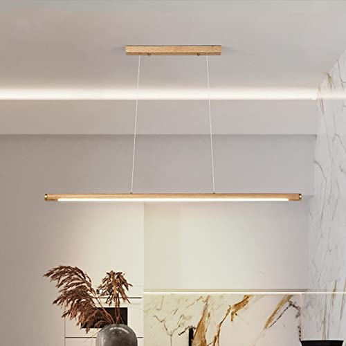Suspension bois LED table salle à manger lustre bar frêne