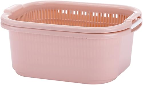 Hemoton Colador de verduras mixtas de doble capa para fregaderos de frutas, colador de cocina, cesta de lavado de ensalada, cuenco de remojo para