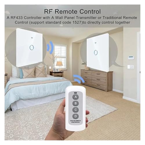 Interrupteur tactile noir de qualité supérieure avec façade en verre trempé EU