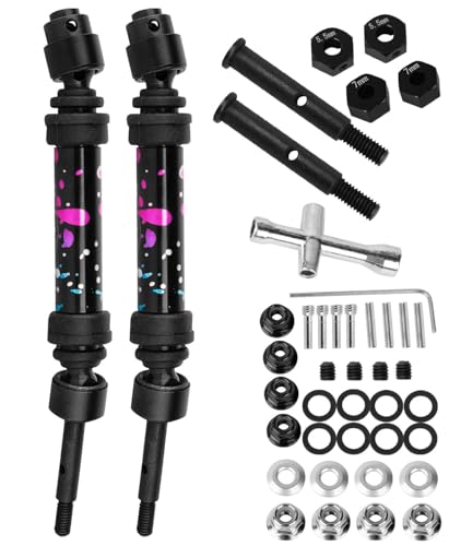 RCMYou RC Rear Drive Shaft CVD & Front Axles Upgrades Part for 1/10 Slash 2WD/Slash VXL 2WD,Stainless Steel #45 Driveshaft with Hex,Colorful