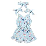 Kids Toddler Baby Girl Romper Halter Donuts Printing Ruffle Bodysuit One Piece Jumpsuit Onesie with...
