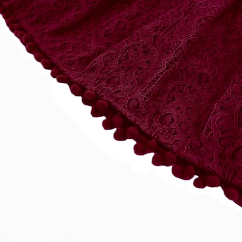 Image of BGFKS Baby Girl Tutu Dress Elegant Lace Pom Pom Flutter Sleeve with Flower Headband Set