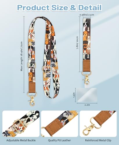 Image of Yonlevres Phone Lanyard Crossbody Strap Wrist Neck Adjustable Women Dog | Cute Puppy, Cell Phone Lanyard for Travel Cruise Walking, Hands-free, Fit Keys ID Badge, for Full-coverage Phone Case, Gifts