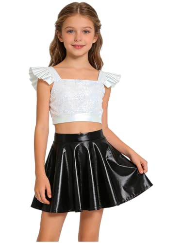 Faldas baile sequines de niña en trajes modernos de hip hop metálicos 3