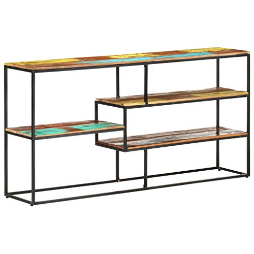 Natulvd Farmhouse Bookshelf With Metal Frame, 4-Tier Industrial Sideboard Buffet Side Table, Entryway Table Coffee Bar Cabinet For Living Room Bedroom Kitchen - Multicolour #TOP6