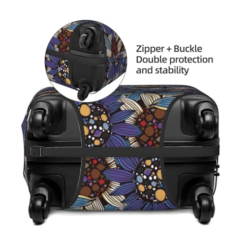 Boho Style Sunflowers Design Luggage Cover Washable Elasticated Luggage Covers for Suitcase tsa Approved Stylish Dust and Scratch Resistant Luggage Case Protector for Kids and Adults3