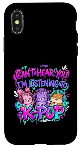 Can't Hear You I'm Listening To K-Pop Animals �ʔ��� �X�}�z�P�[�X iPhone X/XS �p