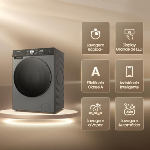 Hisense Lava e Seca, 11kg Lavagem/7kg Secagem, Wi-Fi, Steam, 13 Programas, Motor Inverter, Painel Touch, Titanium WD3S11-220V #1