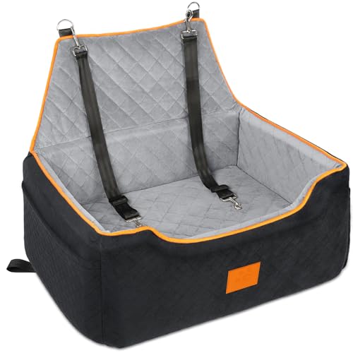GL GLENSLAVE Hundesitz für große/mittlere Hund,Hundeerhöhungssitz für Hunde unter 25kg oder 2 kleine Hunde, abnehmbar und waschbar Hundesitz mit dicken Kissen und Aufbewahrungstaschen (schwarz/grau)