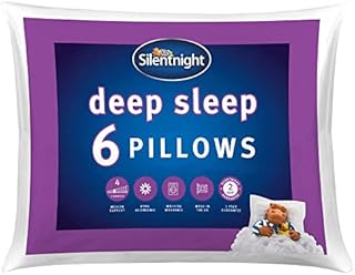 Silentnight Deep Sleep Pillow Pack of 6 - Soft Hotel Bed Pillows 6 Pack - Machine Washable Hollowfibre Sleep Easy Pillows