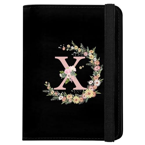 GABraden Cute Passport Holder and Holder Combo Passport Cover with RFID Blocking Women Men Compatible Wallet Credit Card Protector (Black-X)